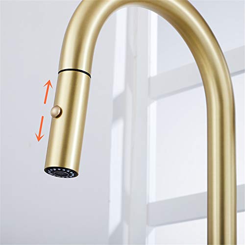 Grifo de latón dorado para cocina con diseño clásico premium y manguera extraíble integrada 5