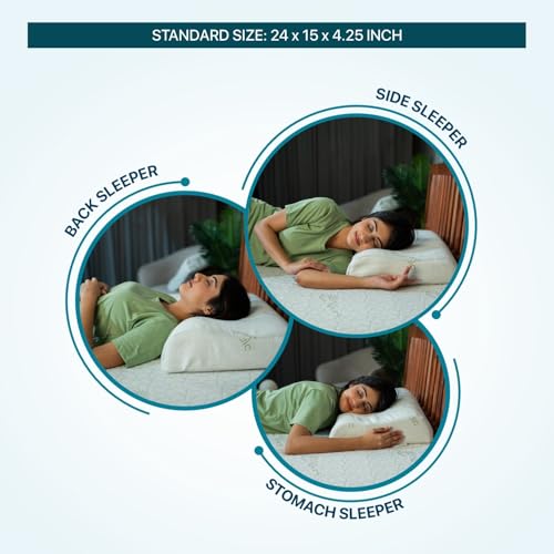 Image of Neckpedic Cervical Memory Foam Pillow for Neck Pain Relief | Orthopedic Neck Support Pillow for Side & Back Sleepers | Dual Height Ergonomic Design for Neck Alignment (Pack of 1)