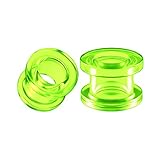 BIG GAUGES Pair of Green Acrylic 00 g 10 mm Flesh Tunnels External Piercing Jewelry Ear Stretcher Screw-fit Earring Lobe Plugs BG3203