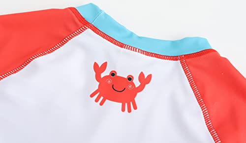 SGMWVB Baby and Toddler Boys' 3-Piece Swimsuit Set Kids Bathing Suit Swimwear with Hat Surfing Suit UPF 50+ FBA (as1, Age, 9_Months, 18_Months, Orange Crab)