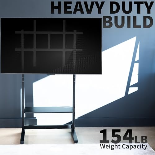 VIVO Heavy Duty 55 to 100 inch TV Floor Stand, Holds up to 154 lbs, Tall TV Mount with Storage Shelf, Black, STAND-TV100F