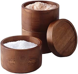 Rachael Ray 56593 Pantryware Wood Salt Cellar Stacking Set / Wood Salt Box