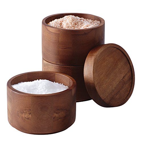 Rachael Ray Pantryware Wood Salt Cellar Stacking Set / Wood Salt Box Stacking Set3 piece, Brown by Rachael Ray - Used condition - US$19.15