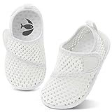 shopUAL Water Shoes Toddler & Little Kid Outdoor & Indoor Slip-On Sneaker Sport Athletic Shoes Solid White Toddler 6