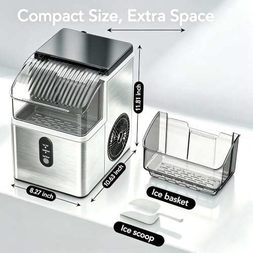 Image of COWSAR Nugget Ice Makers Countertop Soft Chewable Pellet Ice Machine with Auto-Cleaning Function, 34Lbs /24H, Portable Ice Makers for Kitchen, Office, Home