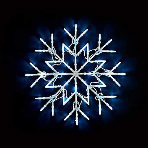 Ghega New 50 LED Snowflake Light Christmas Window Home Festive Decoration Light 40cm Cable Battery Operated Indoor Use Light Up Xmas New Year Party Fun (Cool White)
