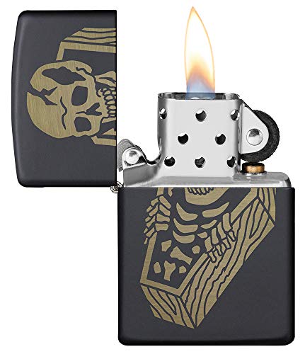 Encendedor Zippo Skeleton Coffin Black Matte miniatura 3