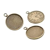 80 colgantes de 25 mm de tamaño interior, chapados en plata envejecida y bronce con base de cabujón, One Size, Acetato, Sin piedra preciosa