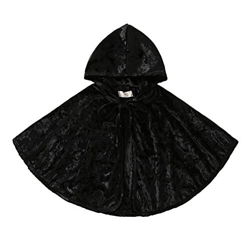METYOUEZE Toddler Baby Girls Boys Halloween Ghost Cape Hooded Poncho Little Kids Hocus Pocus Witch Costume Halloween Outfit (3-4T Black)