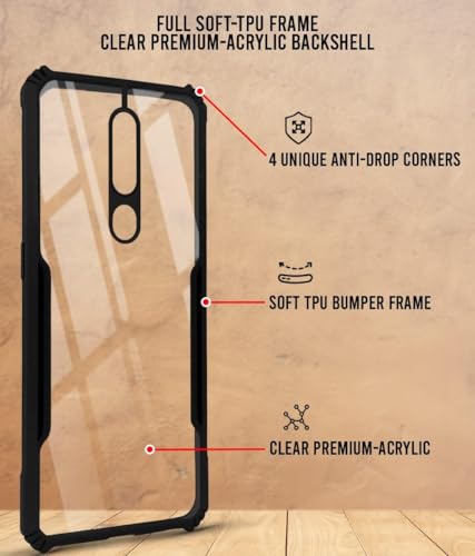 Image of Jkobi Back Case Cover for Oppo F11 Pro (Shockproof with Polycarbonate Clear Panel | Professional Black)