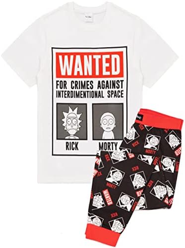 Rick And Morty Wanted Men's Pyjamas Poster T-Shirt and Lounge Pant's