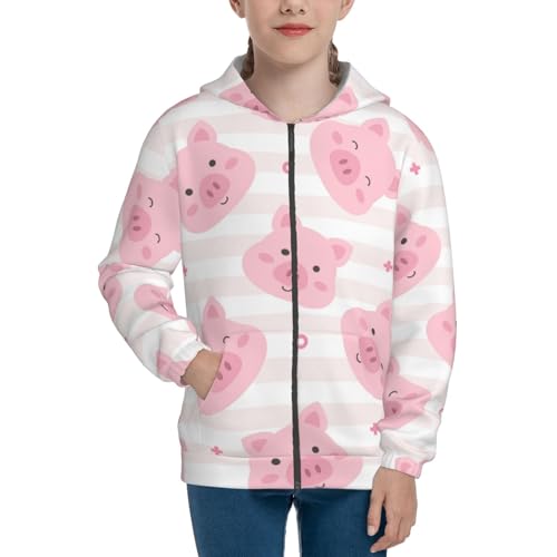 Cartoon Pig Kid Hoodies Boys Zip Up Sweatshirts Girls Pullover with Pocket3