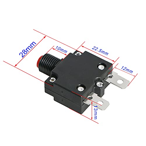 Aoje-Link 5 Amps Thermal Circuit Breakers Push Button Manual Reset Overload Protector Switch 5A 125250V Ac 32V Dc 2Pin 5Pcs Red #TOP1