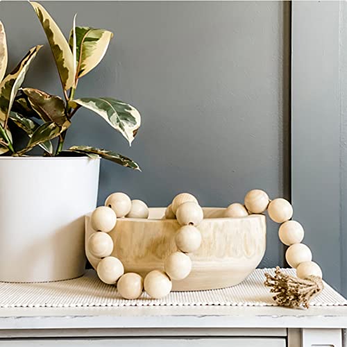 Farmhouse Decor Large Wood Bead Garland 50inch long with 1.6" Diameter beads, Natural Wooden Beads Decor with Tassels Decorative Boho Country Decoration for Coffee Table Home Tiered Tray Wall Hanging by Elifel - Image 7