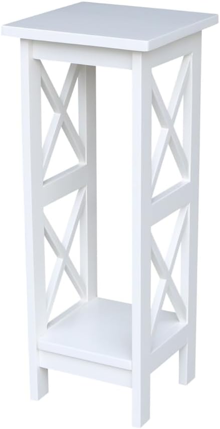 IC International Concepts, 36" X-Sided Plant Stand , Solid Real Wood, Sturdy Parawood, Snow White