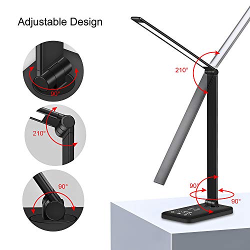 AFROG Luminária de mesa LED multifuncional com carregador sem fio, porta de carregamento USB, 5 modo