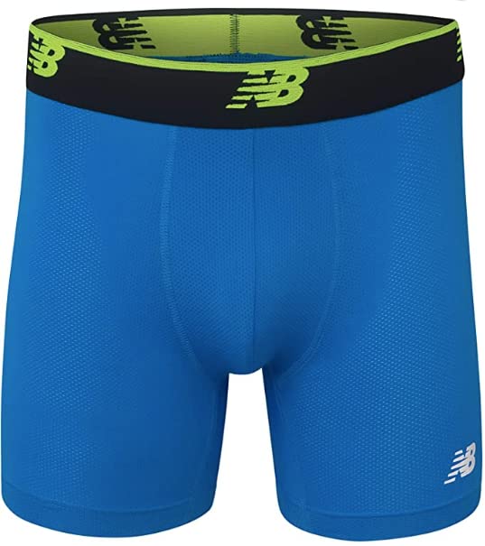 New Balance Men's Mesh 5" No Fly Boxer Brief, Athletic Compression Underwear (3-Pack), Team Royal/Hilite/Bolt, 5X-Large3