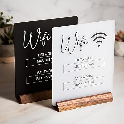 Pahdecor Customized White Black Table Wifi For Home Hotel Guests Personalized Salon Beauty Nails Spa WiFi Password Acrylic Plaque Custom Coffee Bar Restaurant Office Business Sign Cover