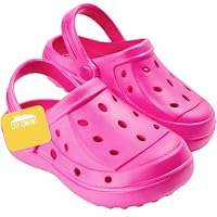 CityComfort Clogs Kinder Hausschuhe Bequeme Sommer Pantoletten mit Riemchen für Garten Freizeit Schule Geschenk für Mädchen (36 EU, Neonfuchsie)