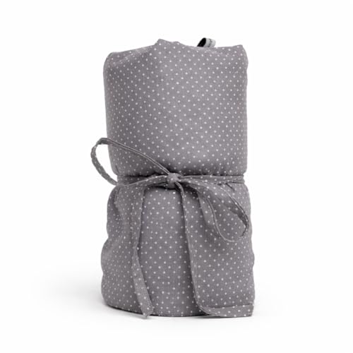 Kirschkernkissen XXL 55x25 cm – Grau mit Punkten, Wärmekissen für Nacken, Rücken & Bauch, Handgefertigt in Österreich, 14-Kammern-System, 100% Baumwolle, waschbarer Bezug, ideal bei Schmerzen