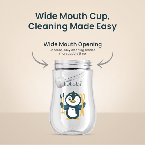 Image of tutots Premium Penguin Straw Sipper Bottle | Anti Spill Sippy Cup with Soft Silicone Straw BPA Free & Non-Toxic for Kids Above 1 Year -(240 ml Purple)