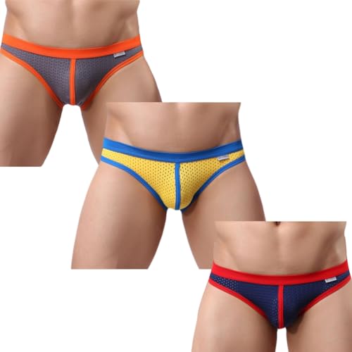 TAPUU Mens Mesh Ice Silk Low Rise Bikini Briefs Underwear