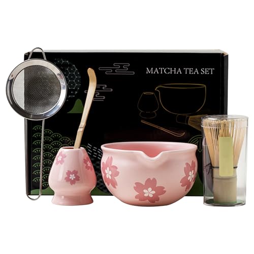 Kit de thé et matcha rose avec bol et fouet en céramique - 2