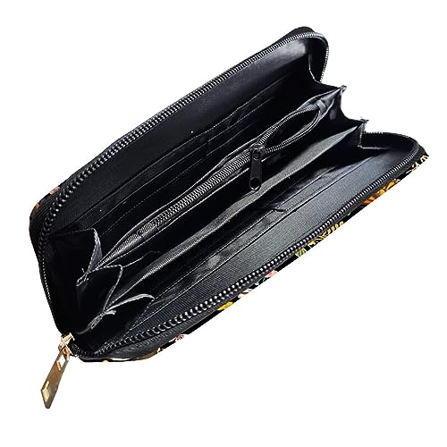 Magic Butterflies Wallet Slim Thin Leather Purse Wallet With Zip Around Clutch Casual Handbag For Phone Key Credit Cards4