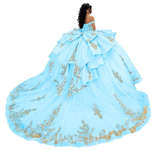 Ftupza Light Blue Tassel Sweet 16 Dresses Tulle Quinceanera Dress 18