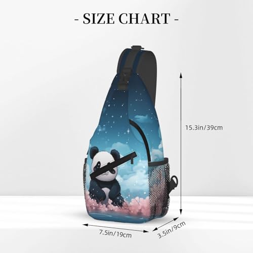 Mochila tipo sling negra con diseño Panda Flower para exteriores miniatura 2