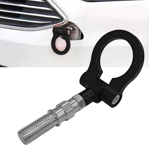 Tobenbone 1 PC Car Front Bumper Tow Hook, Durable Metal Rotary Tow Hook Ring, Repair Accessories Waterproof Vehicle Tow Bar, Universal Tow Hooks for Cars(Black)