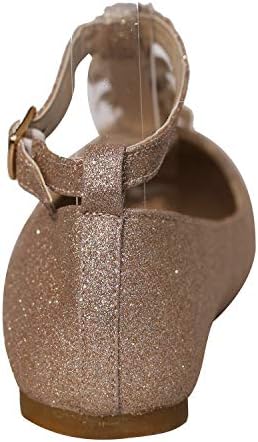 Little Girls Dress Ballet Girls Little Kid/Big Kid T-Strap Mary Jane Bow Flat Shoes Gold 4 | Image 6