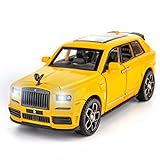 BDTCTK Compatible for 1:36 Rolls Royce Cullinan Car Model, Diecast Pull Back Car Toy car, Doors Open, Light and Sound, Boys Toys Kids Adults Gifts (Yellow)