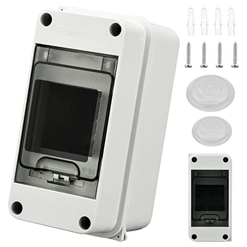 Verteilerkasten Aufputz, IP65 Waterproof Sicherungskasten Aufputz, mit Tür 1-reihig für 3 Module Aufputzverteiler, für Garten oder Außenbereichen, Entsprechen Feuchtraum Standard Cover