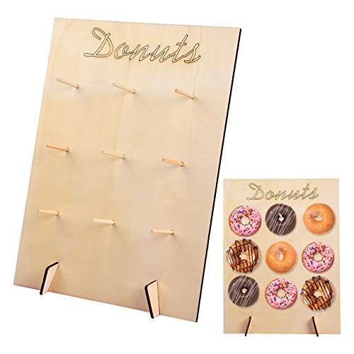 Rapidbok Soporte para Donuts, Soporte para Rosquillas 40 x 30 cm, 9 Agujeros Expositor Donuts Reutilizable, Soporte de Madera para Donuts, Soporte Donuts para Decoración, Boda, Cumpleaños, Fiesta