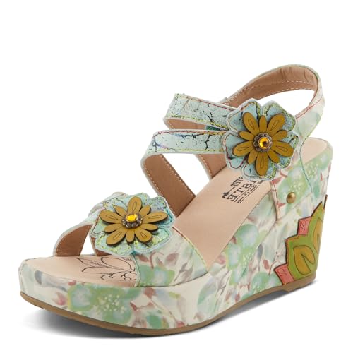Spring Step L'Artiste Women's Karnitsky Floral Leather Sandals - Hand-Painted