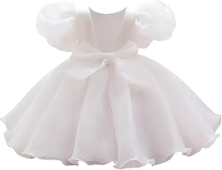Toddler Flower Girl Dress Backless Puffy Tutu Dress for Baby Girls Puff Sleeve Pageant Dresses Birthday Party