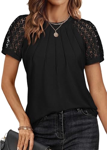 ATHMILE Womens Blouses Business Date Outfits Spring Summer Fall Work Tops Fashion Lace Short Sleeve Casual Shirts 20252
