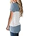 Vemvan Womens Summer Short Sleeve Round Neck T Shirts Color Block Striped Causal Blouses Tops