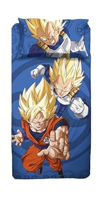 hermet Dragonball - Juego de sábanas para Cama Individual, sábana encimera, sábana Bajera Ajustable, Funda de Almohada, 100% algodón, Producto Oficial | Ya disponible en tu tienda friki favorita! En mundofriki.es!