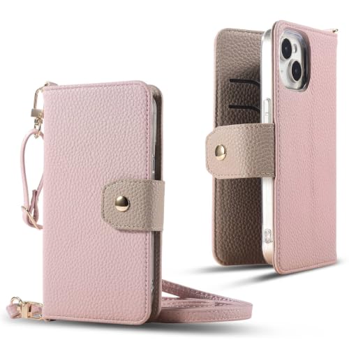 RuimoTuiko iPhone17�p PU���U�[�蒠�^���z�^ �J�[�h���[ �΂ߊ|�� ���O���� �ϏՌ� �N���X�{�f�B �s���N �P�[�X