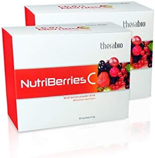 2X Therabio NutriBerries C Super Antioxidant Supplement | Multi-Berries Concentrated | Rich in Natural Antioxidant Flavonoids, 100% Natural Ingredients | for Families & Kids Daily Consume 60 Sachets