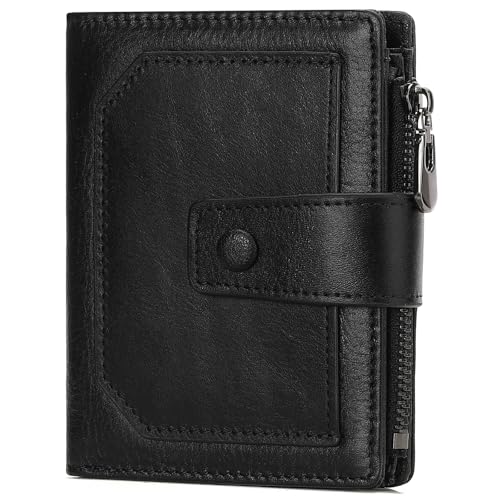 Portefeuille anti-piratage RFID en cuir véritable zippé pour sécuriser vos cartes