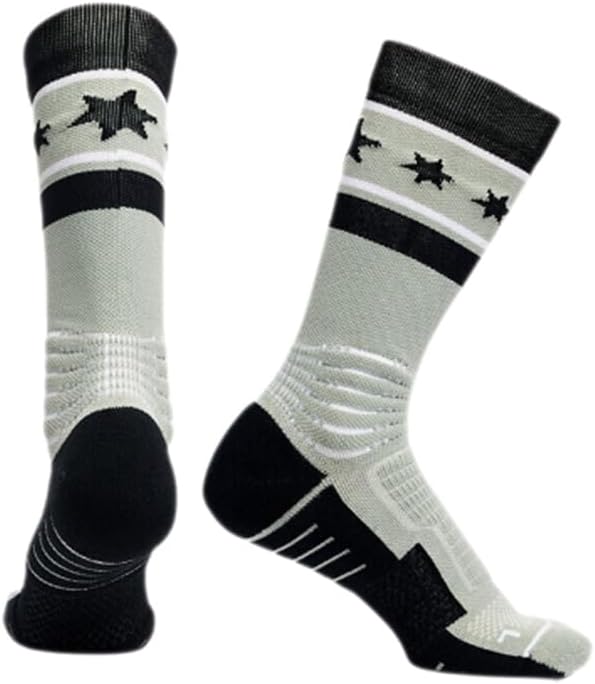 Compression Cushioning Basketball Socks,Shock Absorbing and Anti-slip,Thick Bottom Tall Design,Men Women,3 Pair