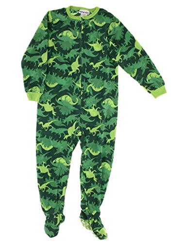 Komar Kids Boys Green Dinosaur Fleece Blanket Sleeper Footed Pajamas 10-12