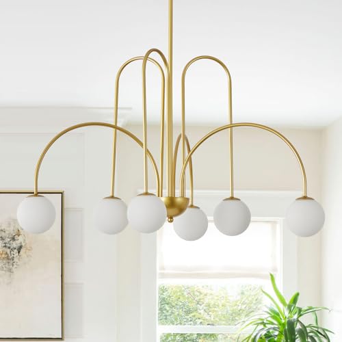 Csetuay 30" Mid Century Arch Chandelier, Large Modern Pendant Light