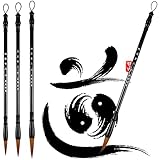 3 Pieces Chinese Calligraphy Writing Brush Sumi Drawing Brush Traditional Chinese Brush Pens Wooden...