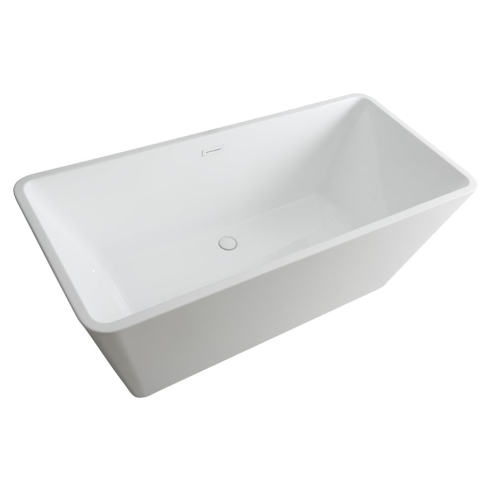 Milano Elswick White 1700mm x 750mm Double Ended Freestanding Square Bath White Overflow Waste