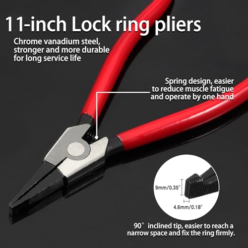 LEONTOOL 11-Inch Lock Ring Pliers - Flat Snap Ring Pliers with Angle Tip and Reverse Action for Transmission & Transfer Cases by LEONTOOL - Image 2