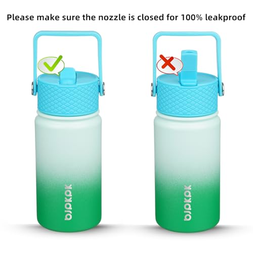 Image of BJPKPK Insulated Water Bottle, 15oz Stainless Steel with Straw Lid